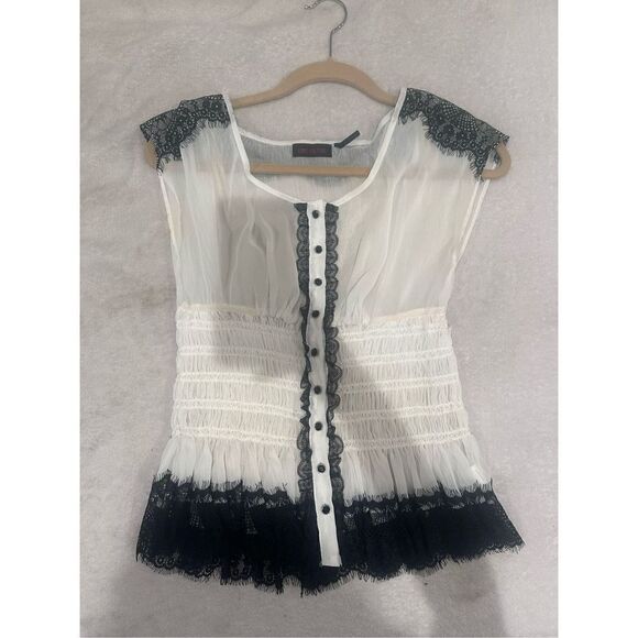 Love culture size M women’s blouse white and black - Picture 1 of 5